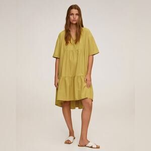 NWT Mango Ruffled Shirt Dress Size Medium Large